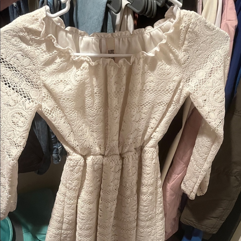 Route 66 Cream Lace Formal Kids Dress